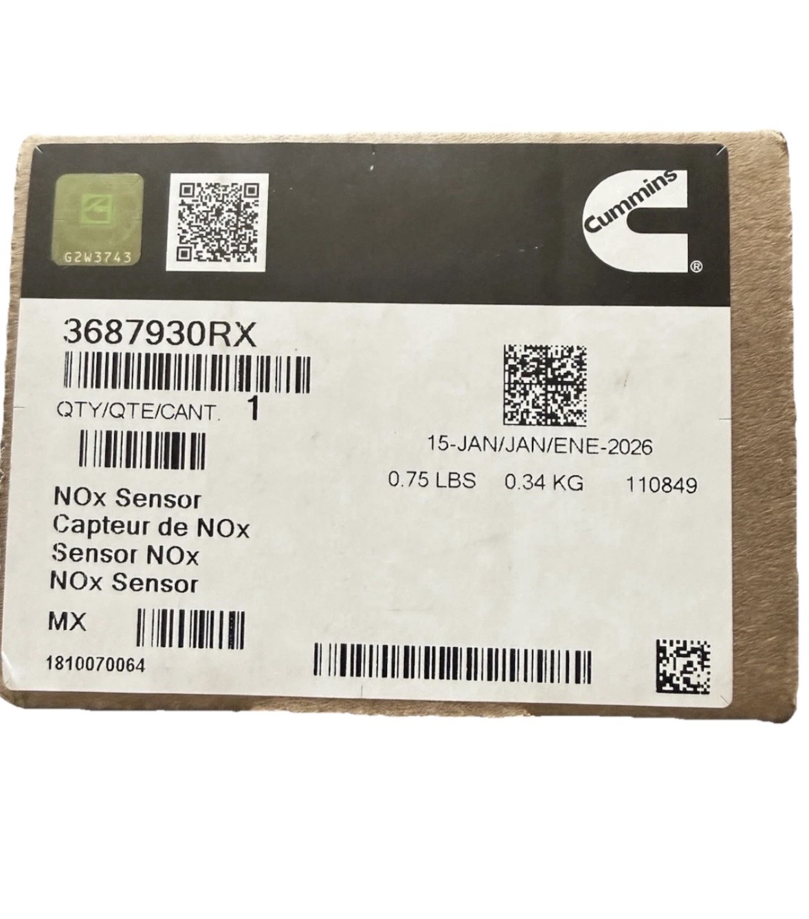 Genuine Cummins OEM NOx Sensor 3687930RX